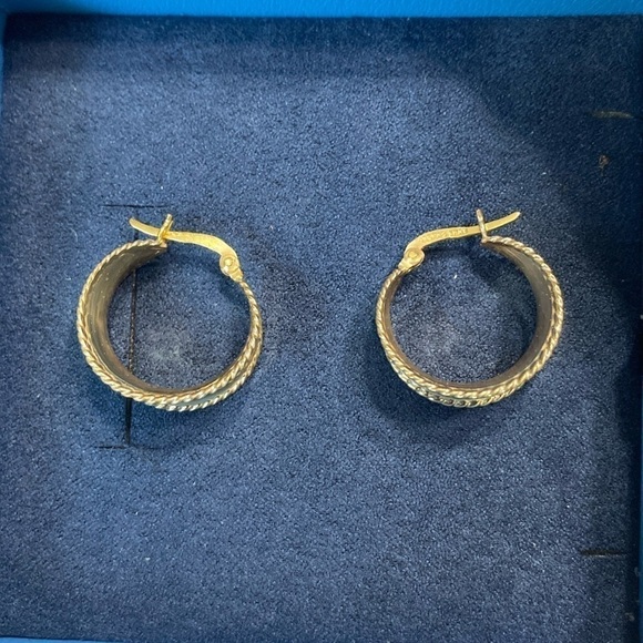 JTV vintage 18K over sterling silver polished rope design hoop earrings - Picture 2 of 8